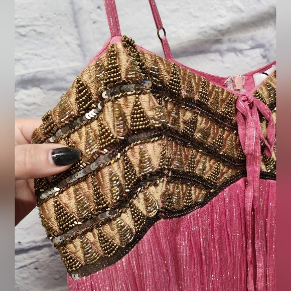 NWT Raga Zella Lurex Empire Maxi Dress - Color Magenta No Size Tag Ptp 17" - Picture 14 of 15